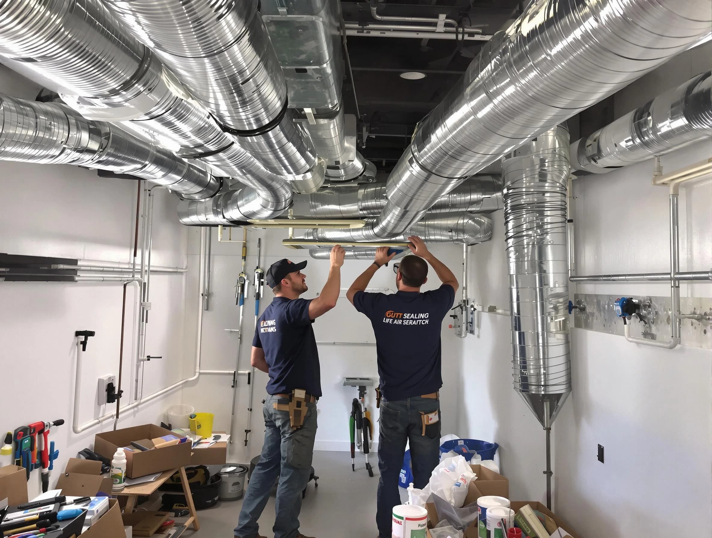 Fitchburg Air Duct Cleaning technician applying professional duct sealing solutions in Fitchburg