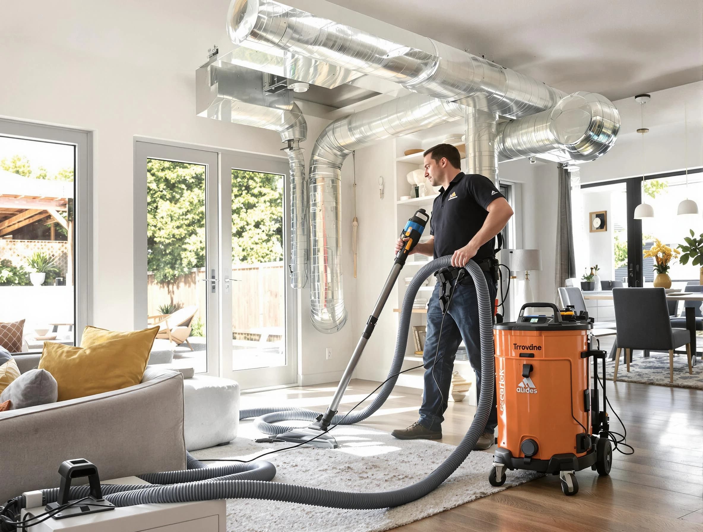Fitchburg Air Duct Cleaning specialist performing thorough residential duct cleaning using advanced equipment in Fitchburg