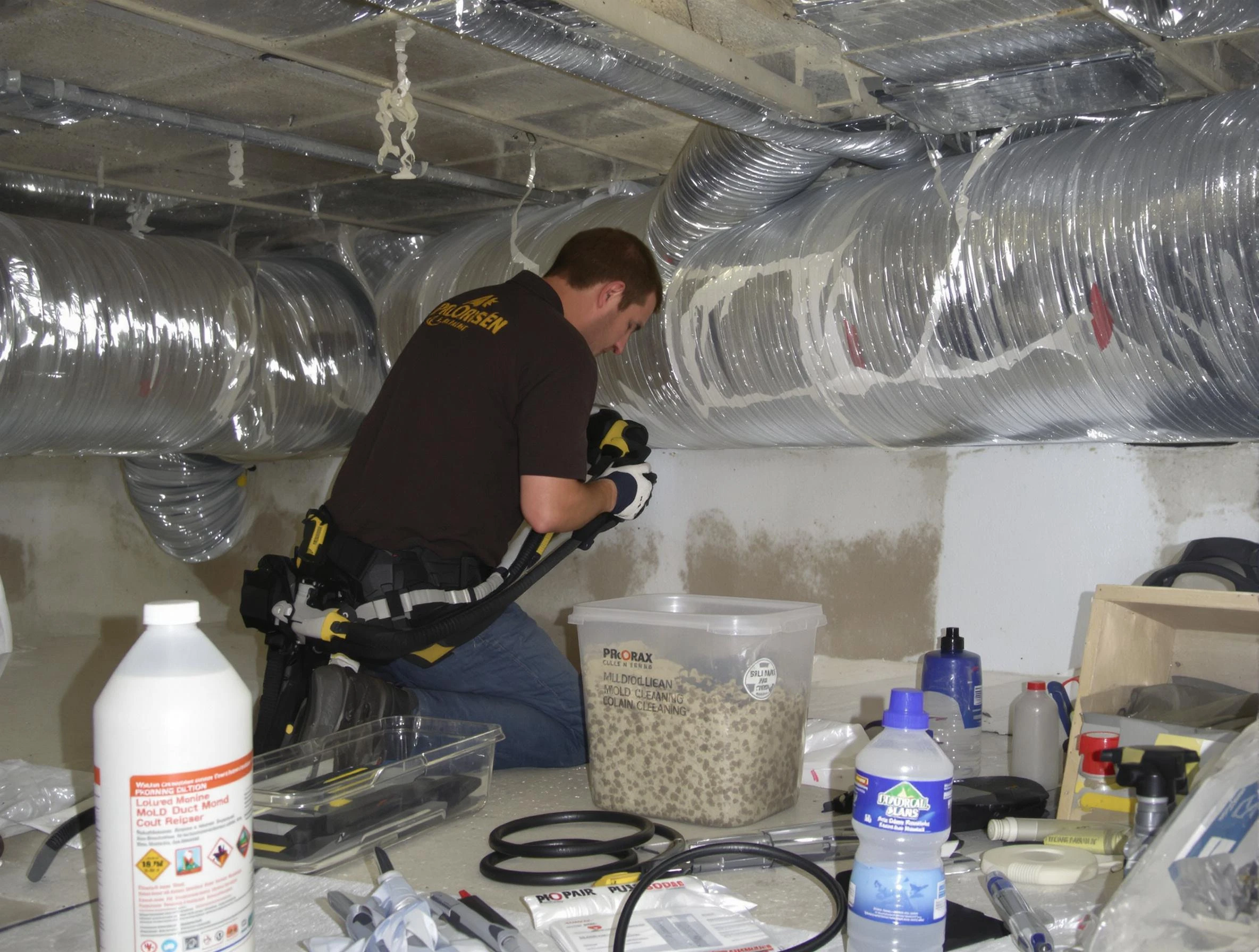 Fitchburg Air Duct Cleaning specialist performing professional mold removal from air ducts in Fitchburg