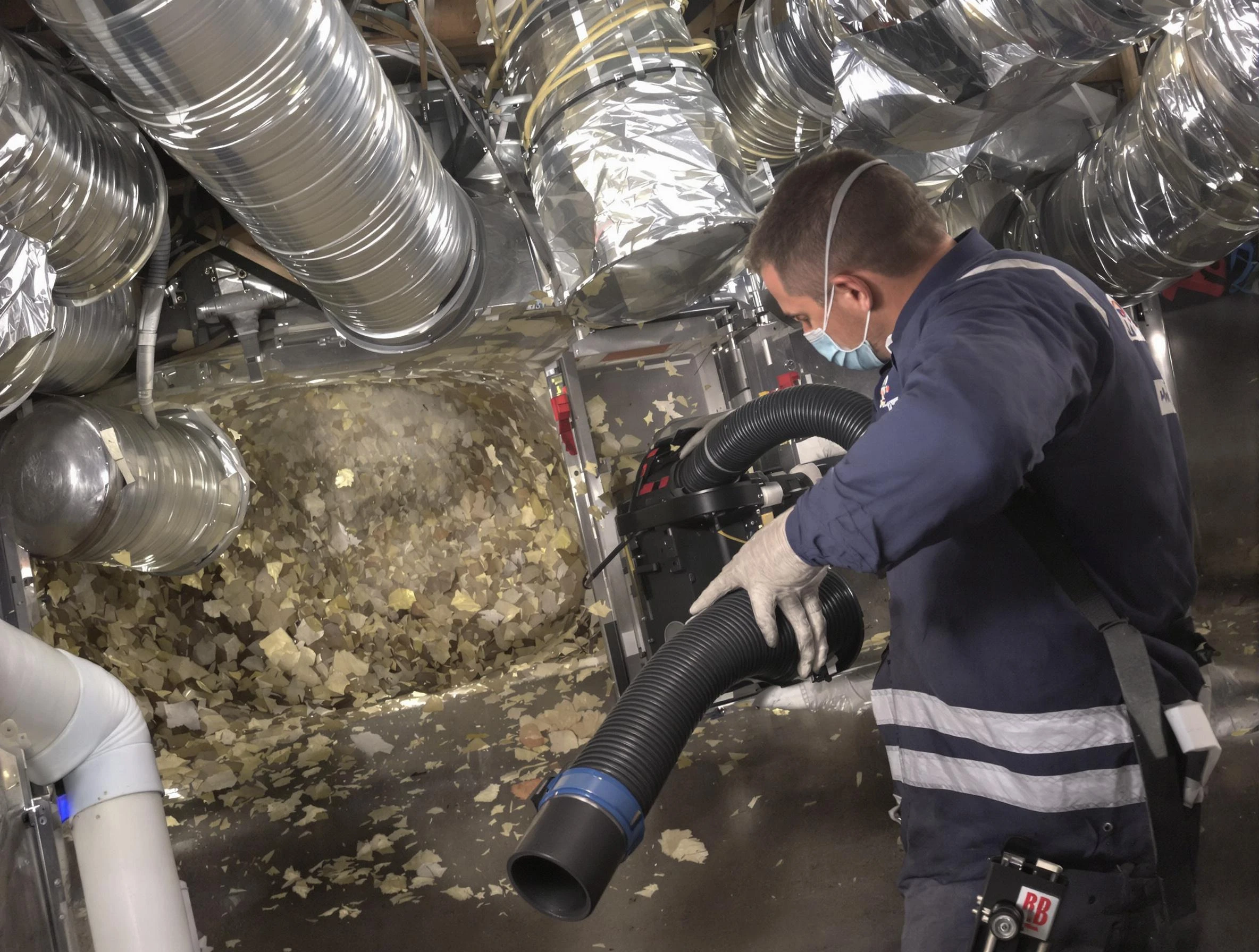 Fitchburg Air Duct Cleaning specialist operating negative pressure cleaning equipment for thorough duct maintenance in Fitchburg